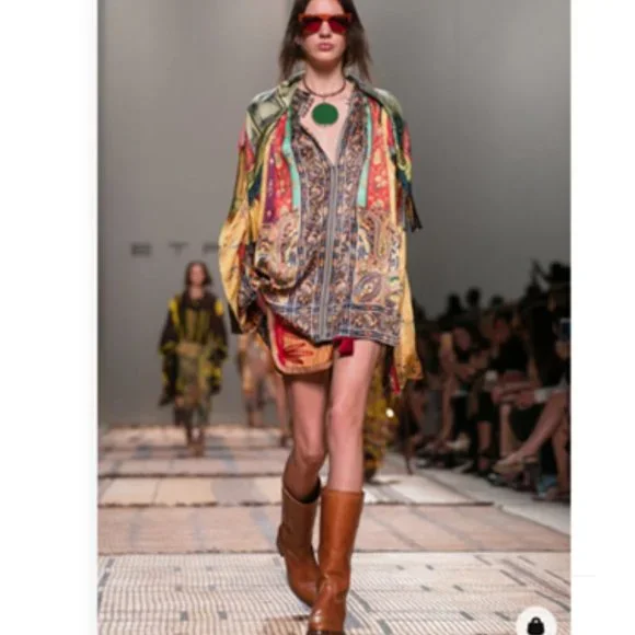 Coldwater Creek Silk Mixed Print Patchwork ButtonUp Jacket Size M - Picture 4 of 16